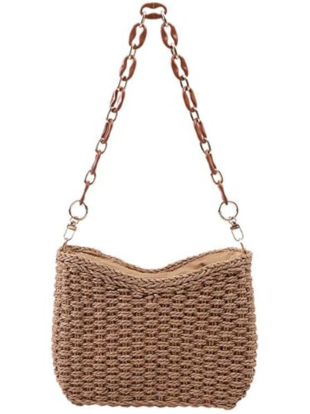 Woven Straw Shoulder Bag Square Summer Beach Tote Vacation Purse